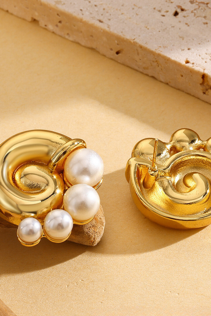 AURORA İnci Detaylı Gold Küpe