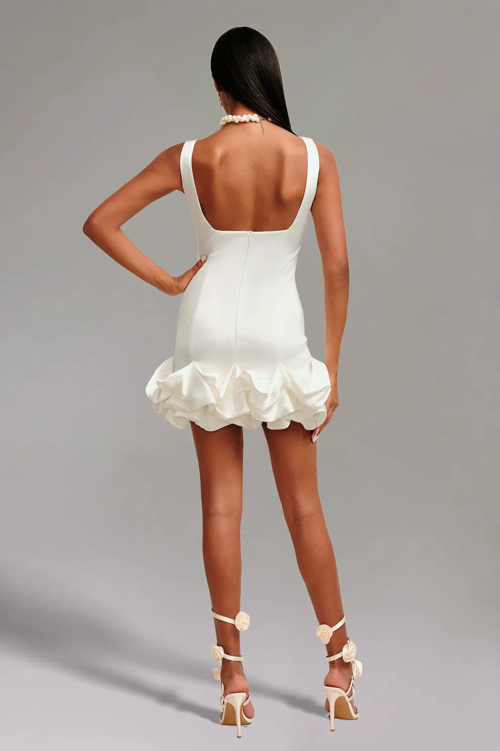 LUIZA – Saten Volan Detaylı Mini Elbise