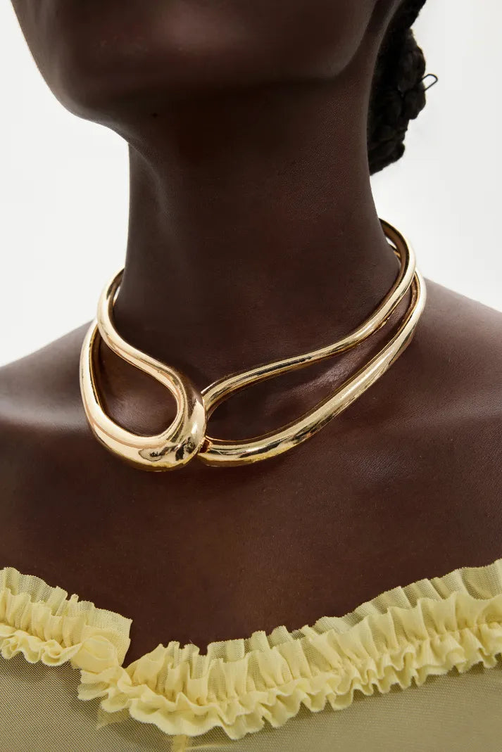 FLUENTA Gold Renk Metal Choker Kolye