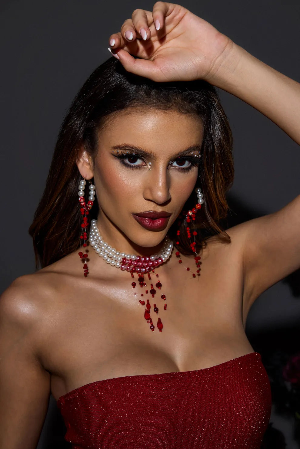 CARMEN Sahte İnci Püskül Kolye&Küpe Seti