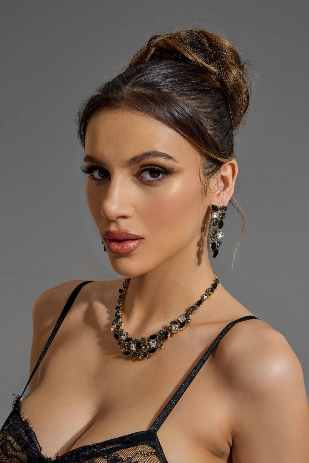 NOX Kristal Taşlı Kolye&Küpe Seti