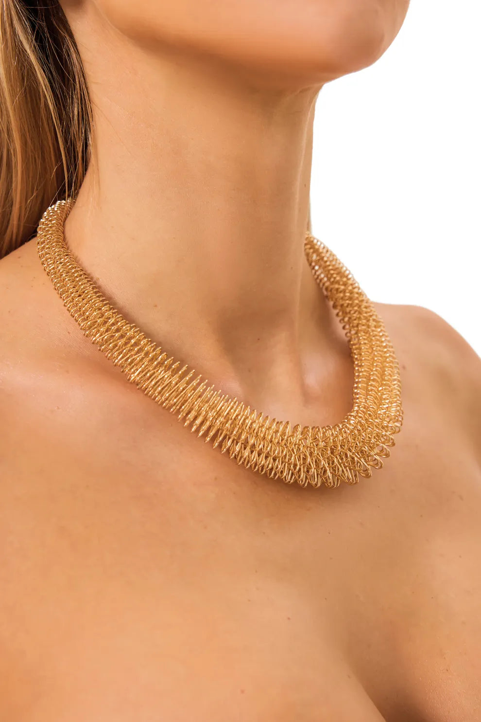 HELIX Sarmal Dokulu Gold Tasarım Kolye