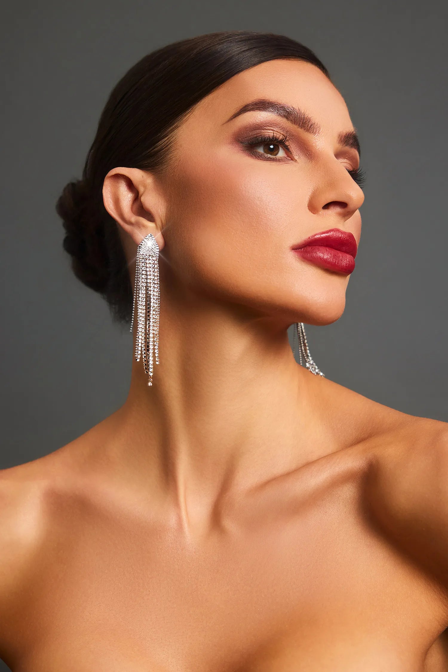 LIZA Gümüş Kristal Taşlı Sallantılı Küpe
