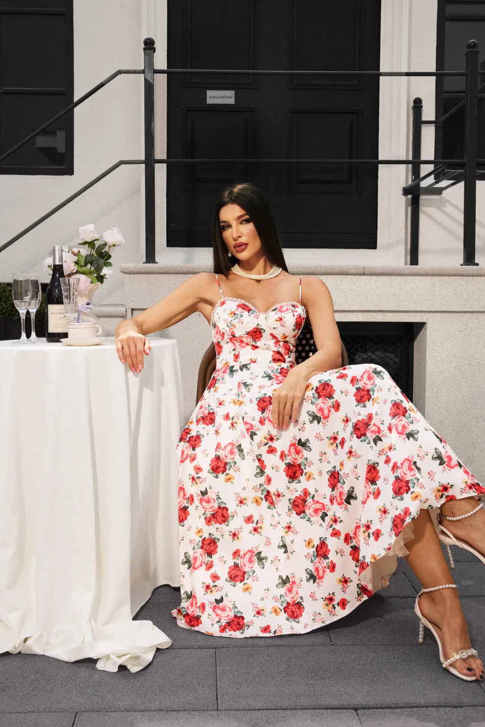 MELISSA – Güllü Romantik Midi Elbise