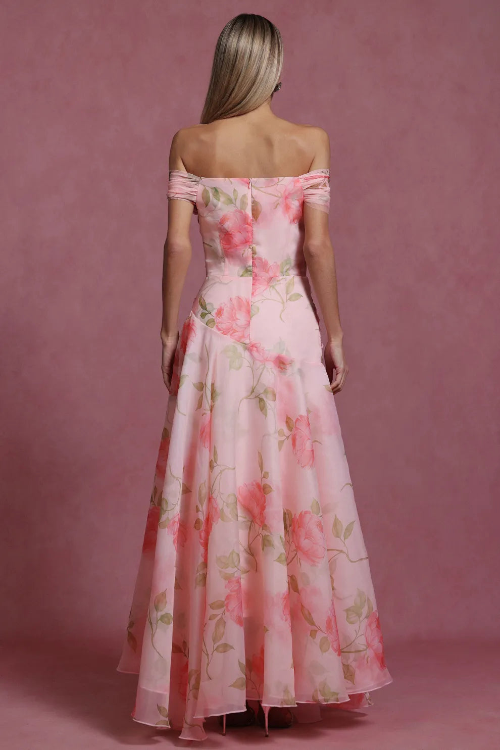 Giselle - 3D Çiçek Aplikeli Organze Balo Elbisesi