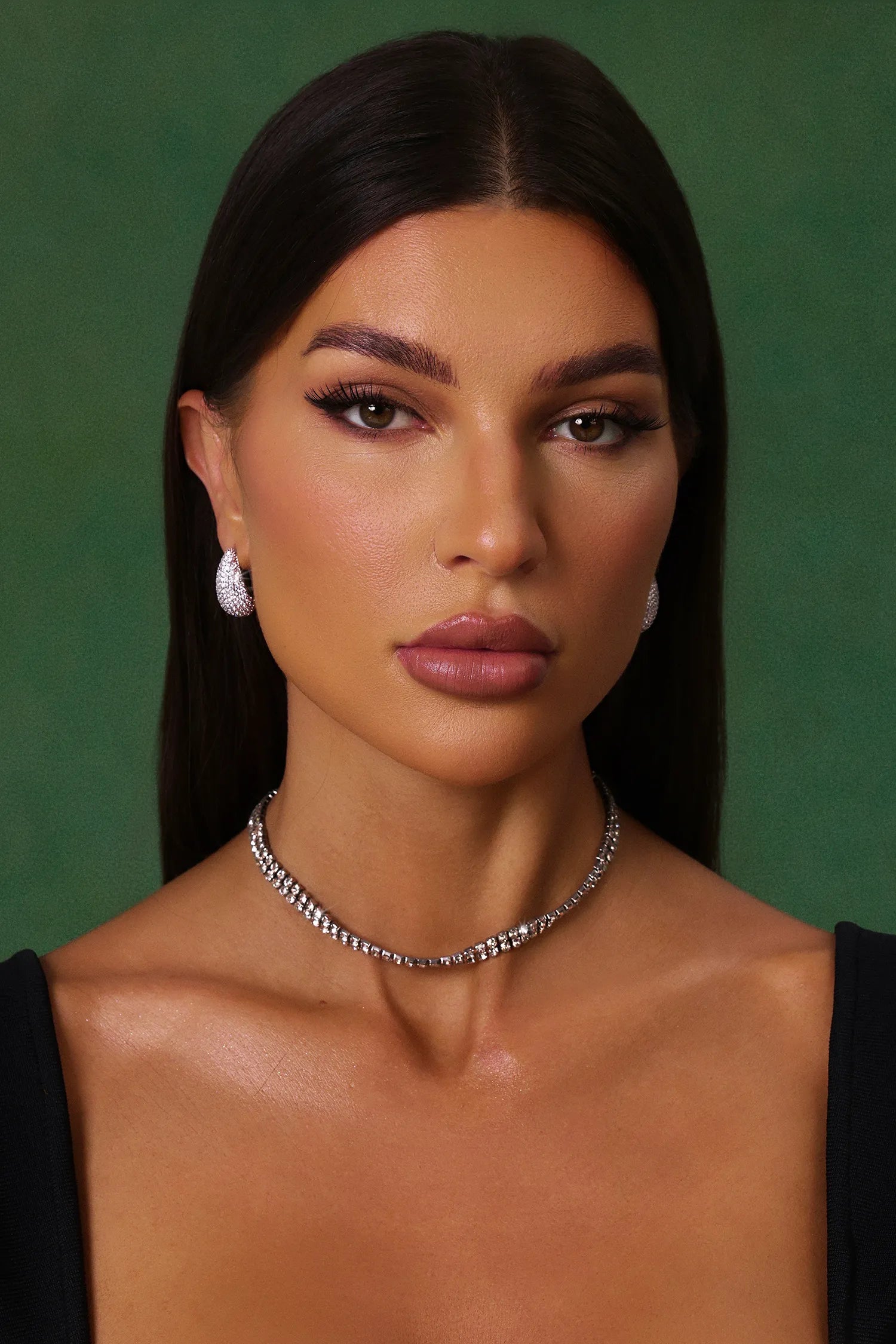 VERA Hacimli ve Kristal Kaplı Gümüş Küpe