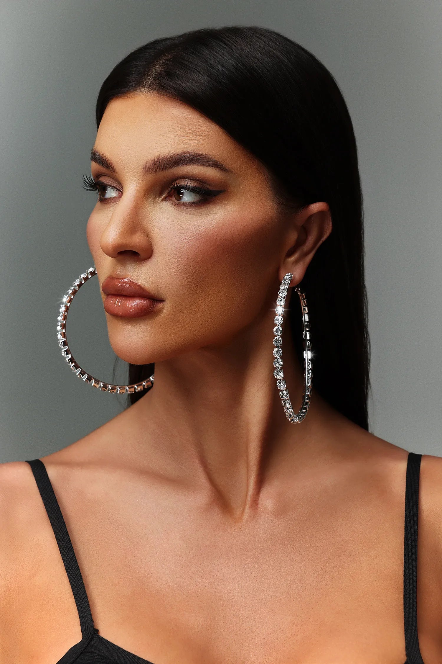 JOLIE Kristal Taşlı Gümüş Halka Küpe