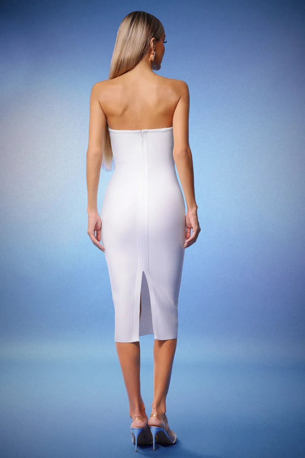 PURE RADIANCE – Straplez Taş Süslemeli Midi Elbise