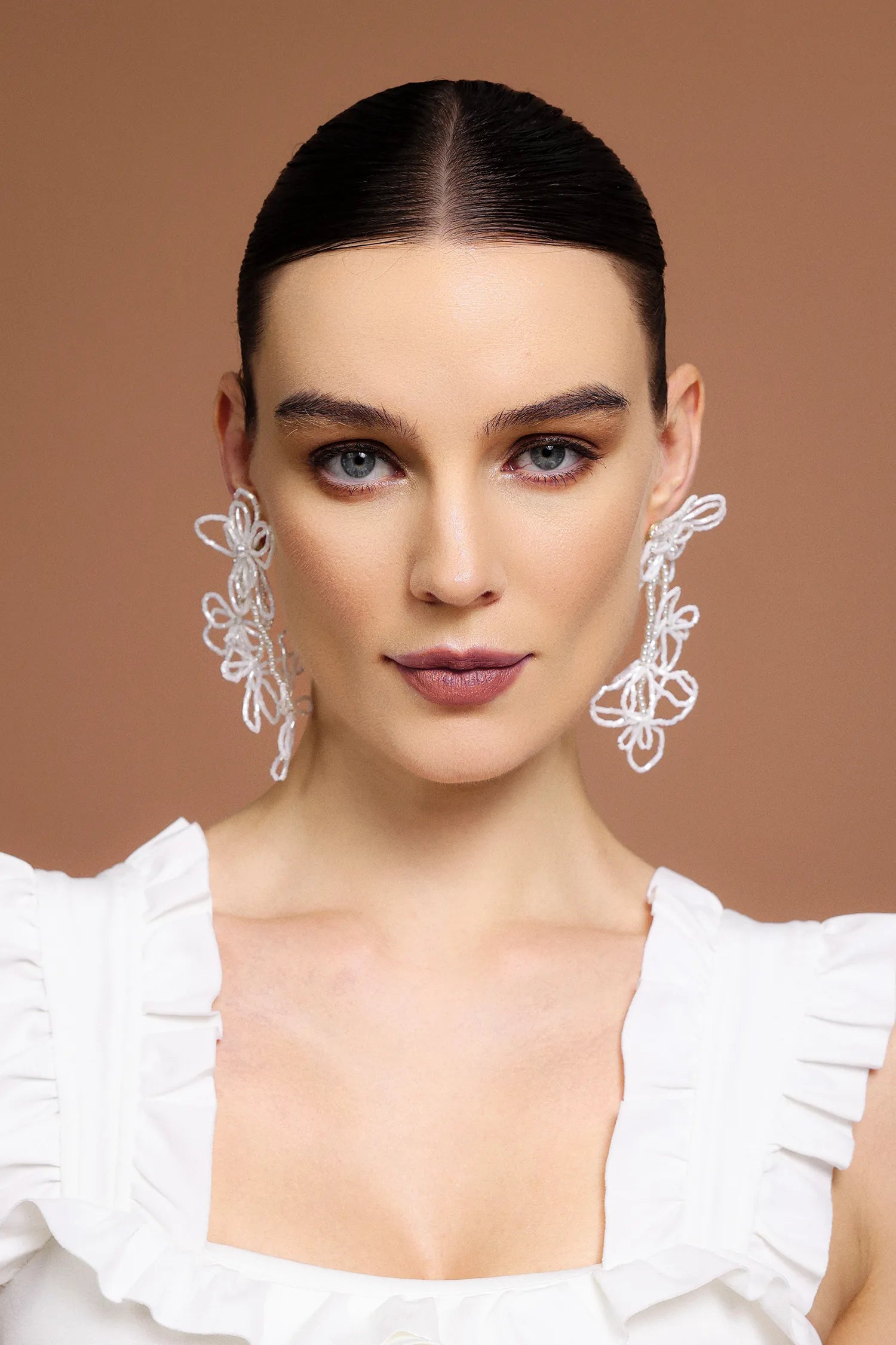 POSY El İşi Boncuklu 3D Çiçek Salkım Küpe
