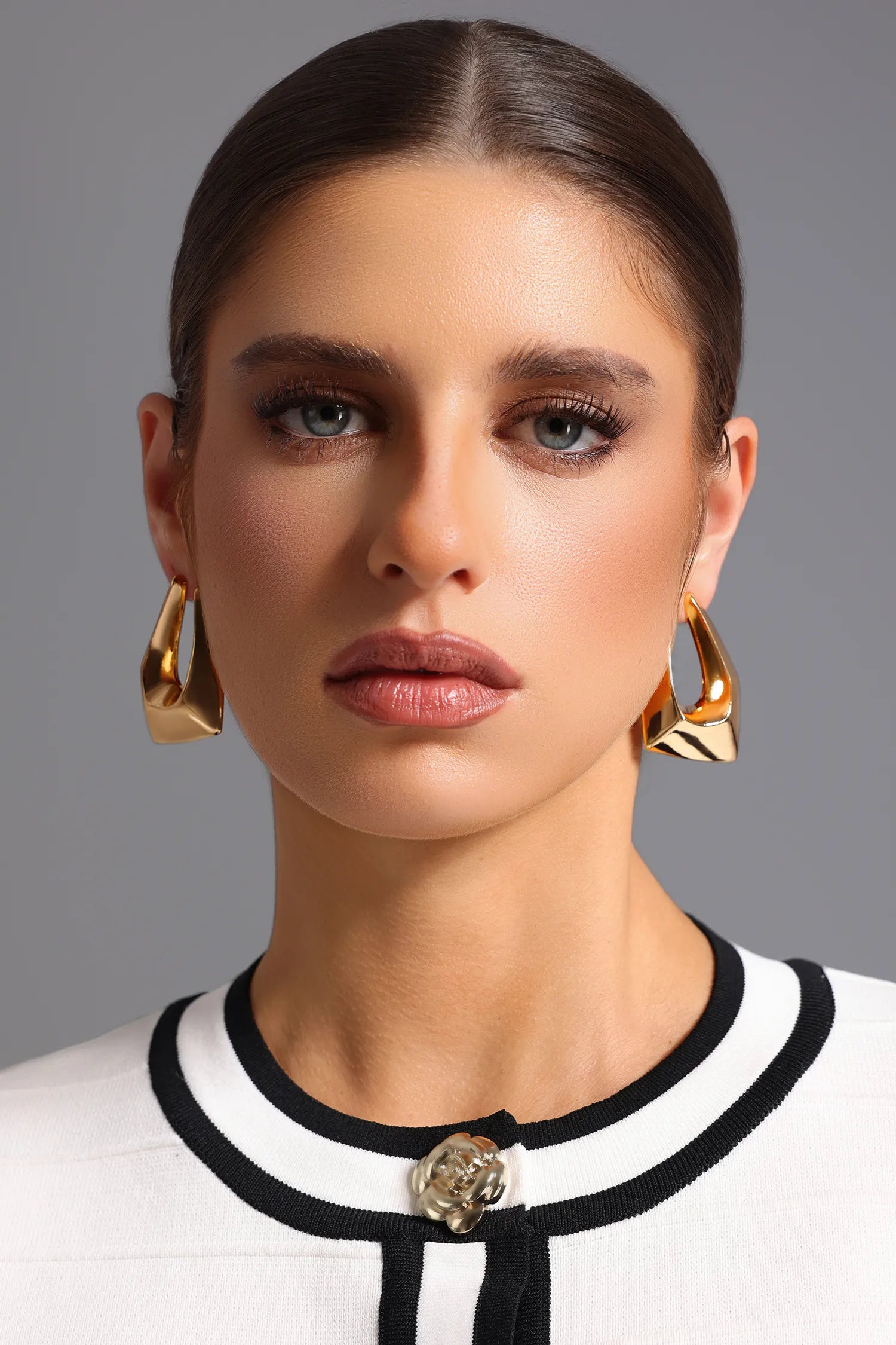 TİLDA Geometrik Gold Halka Küpe