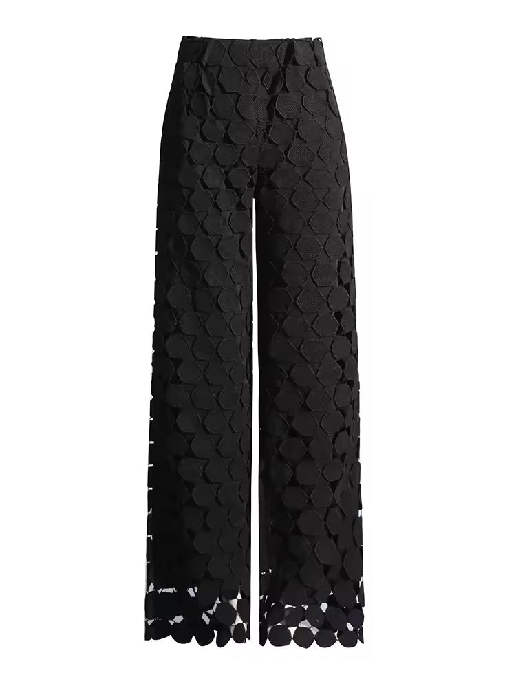 ORBİT Daire Desenli Bol Paça Pantolon