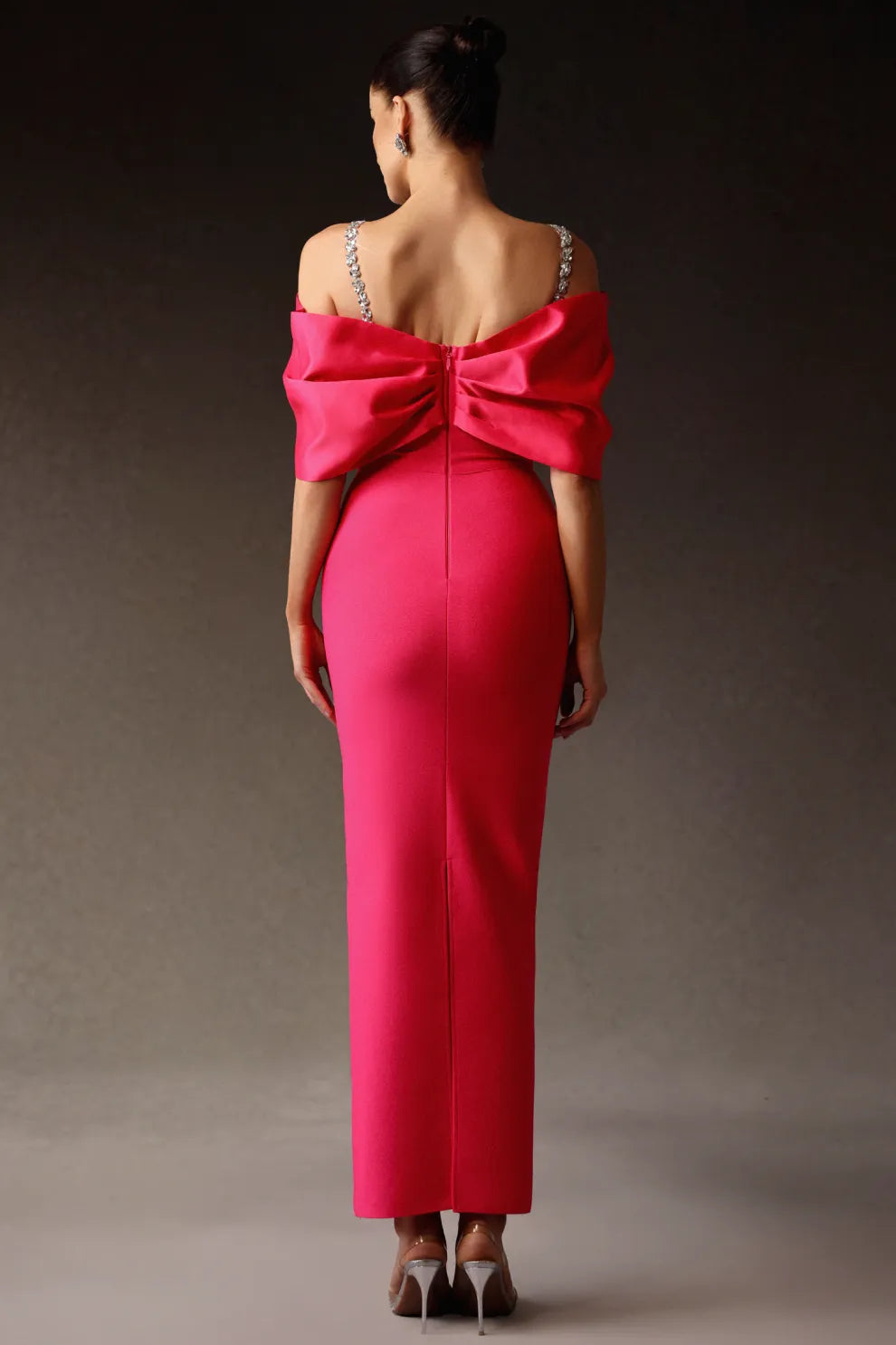 CADENCE - Kristalli Maksi Elbise / Fuşya (Pink Radiance)