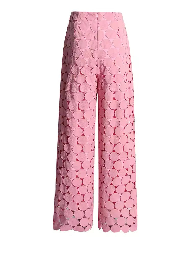 ORBİT Daire Desenli Bol Paça Pantolon