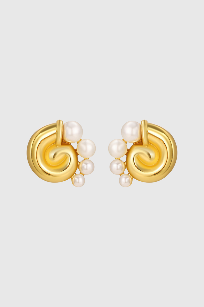 AURORA İnci Detaylı Gold Küpe