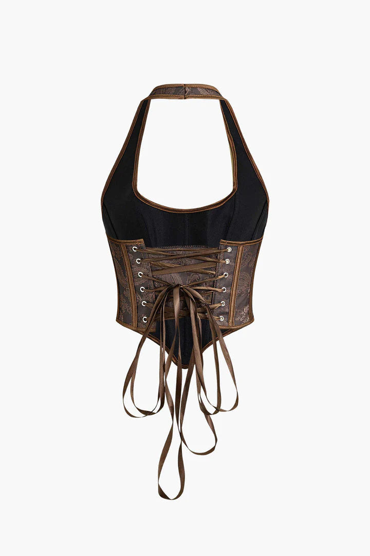 EMBERLYN Paisley Desenli Halter Yaka Büstiyer