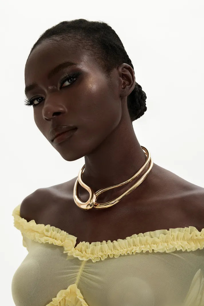 FLUENTA Gold Renk Metal Choker Kolye