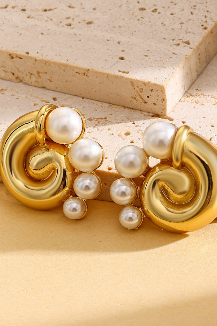 AURORA İnci Detaylı Gold Küpe