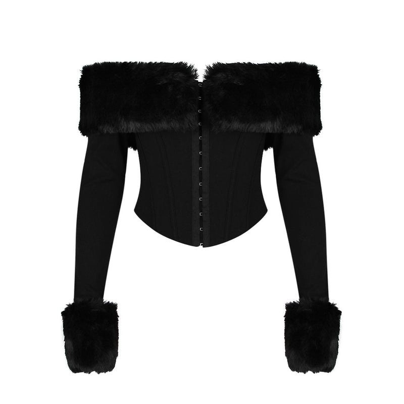 NOIR FROST Kürk Detaylı Korse Bluz