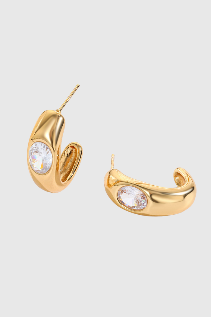 ZARYA Taş Detaylı Gold Küpe