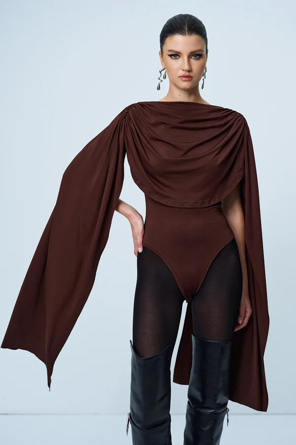 OBSCURA Pelerin Kollu Drapeli V Yaka Body