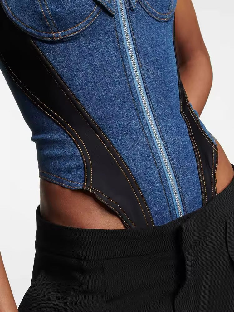 SCULPTOR Denim Detaylı Korse Body