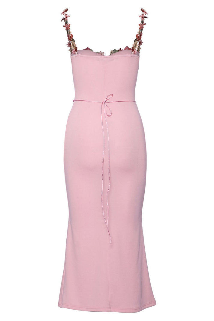 ROSE WHISPER Pembe Çiçek İşlemeli Askılı Elbise
