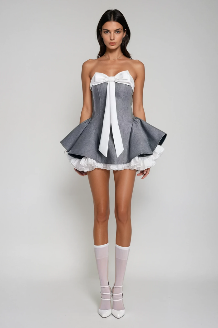 TWIRL Fiyonklu Straplez Mini Elbise