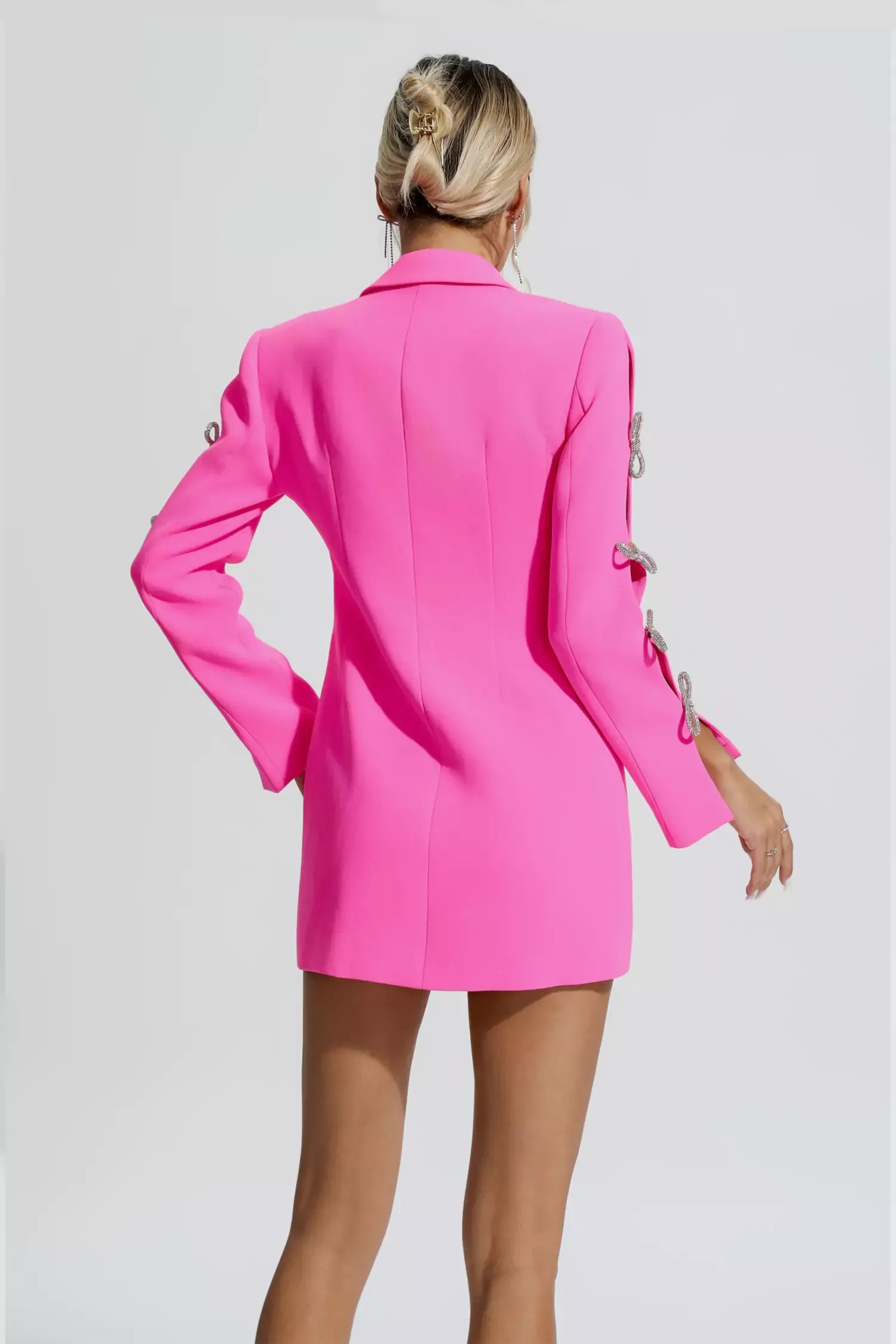 Macie - Fuşya İnci İşlemeli Blazer Ceket