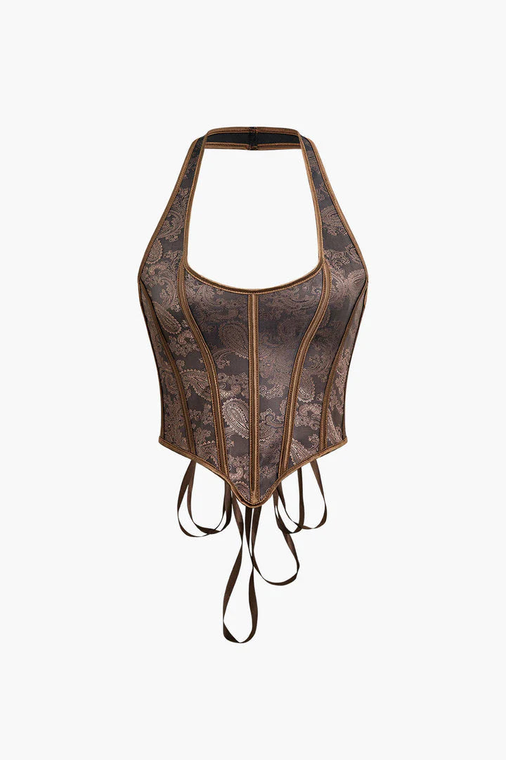 EMBERLYN Paisley Desenli Halter Yaka Büstiyer