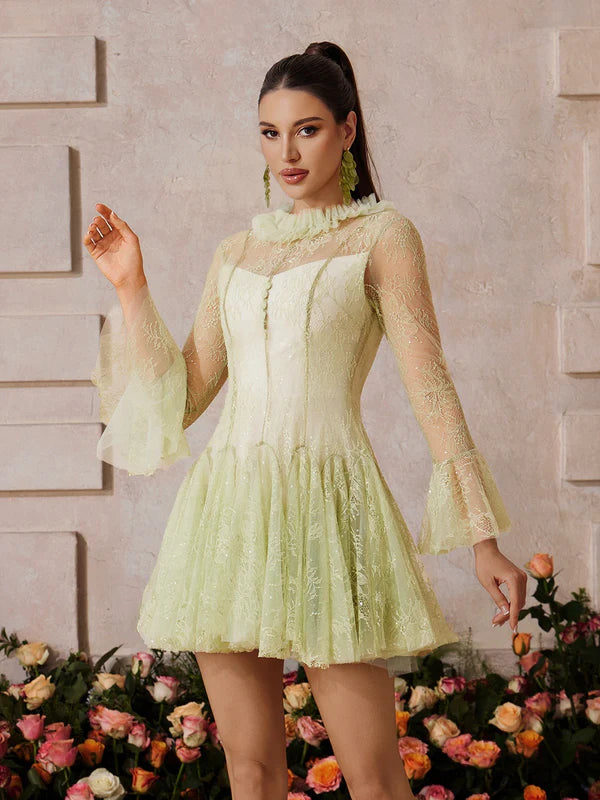 LORELEI Viktoryen Yaka Dantel Mini Elbise