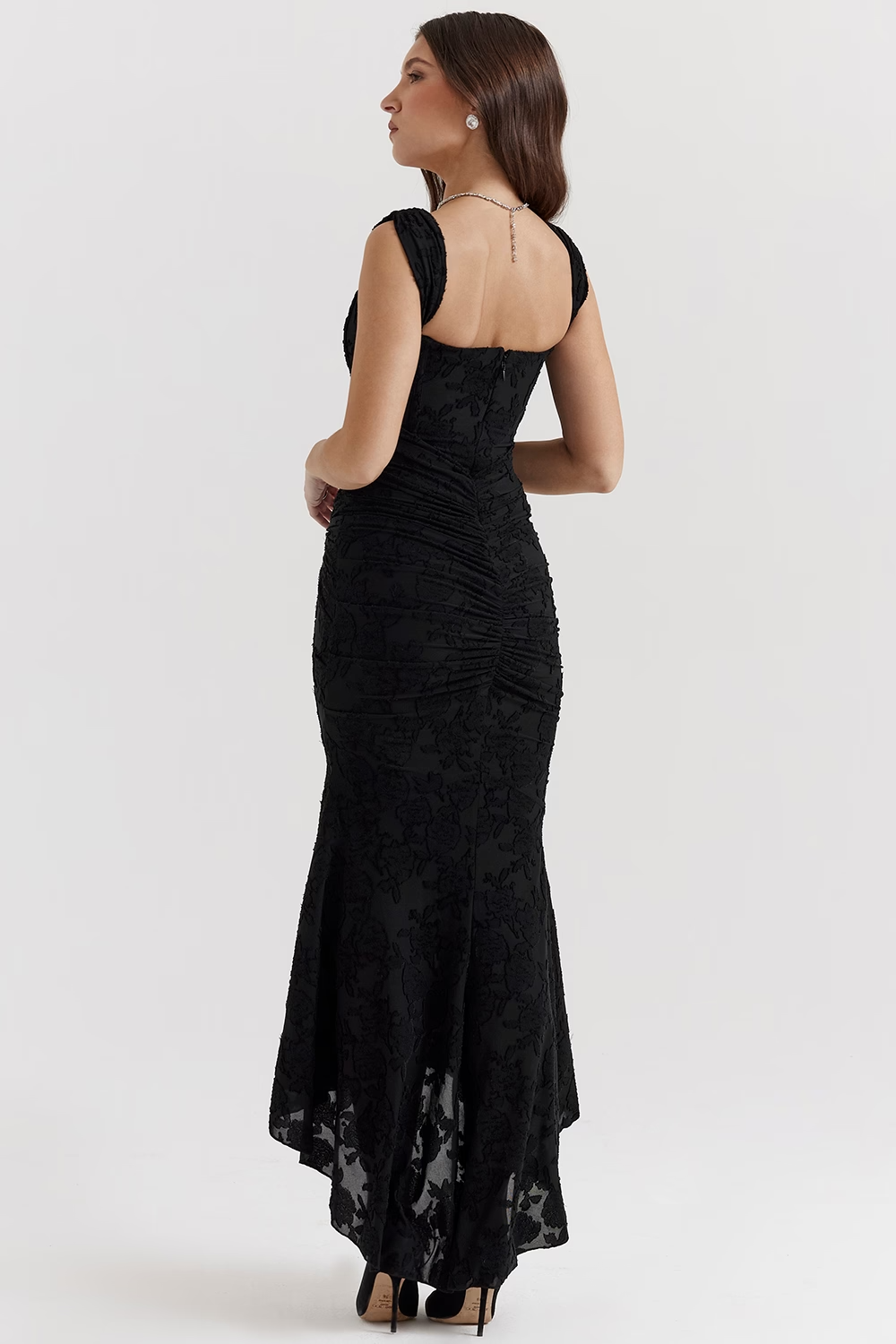 KATERİNA - Vintage  Siyah Çiçekli Elbise