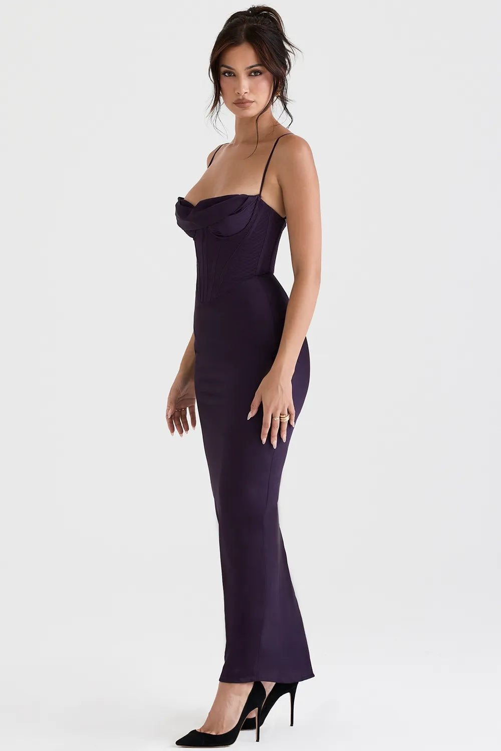 Seraphina – Saten Korse Maksi Elbise