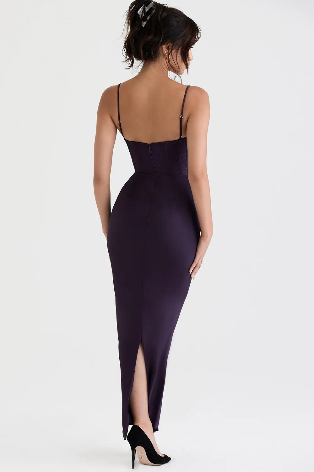 Seraphina – Saten Korse Maksi Elbise