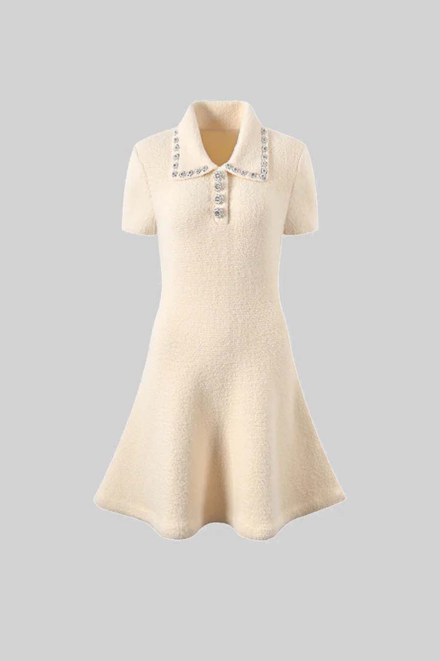 BIANCA Taş İşlemeli Polo Yaka Mini Elbise